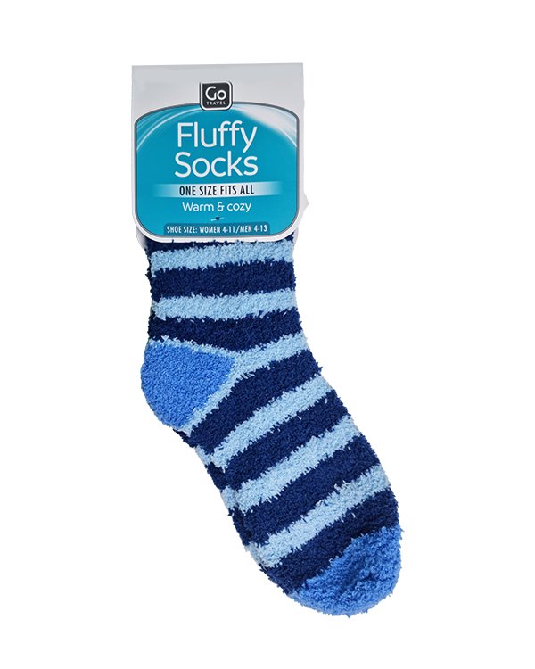 Go Travel Fluffy Socks (Blue Stripe)