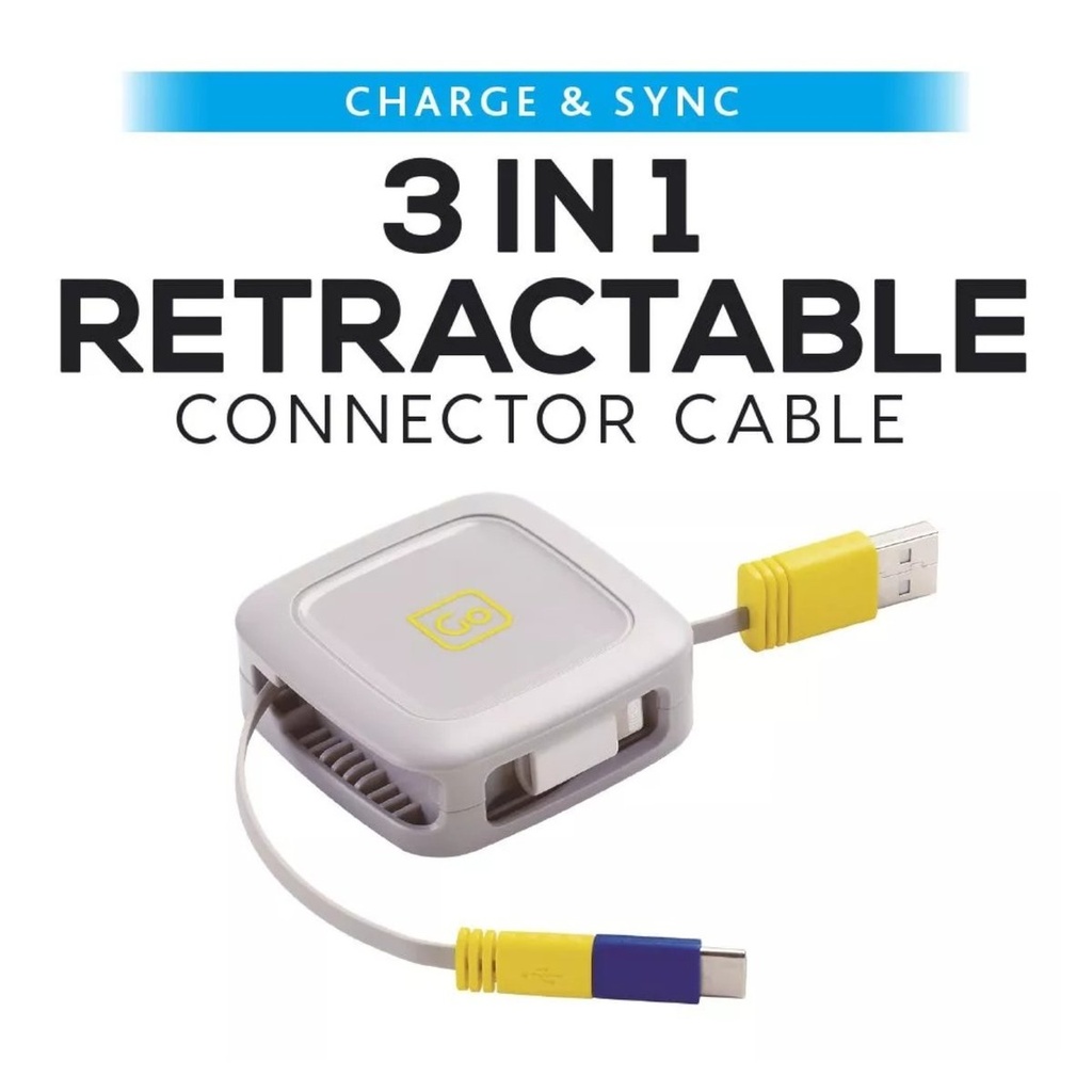 Go Travel 3 in 1 Retractable Connector Cable (1M)